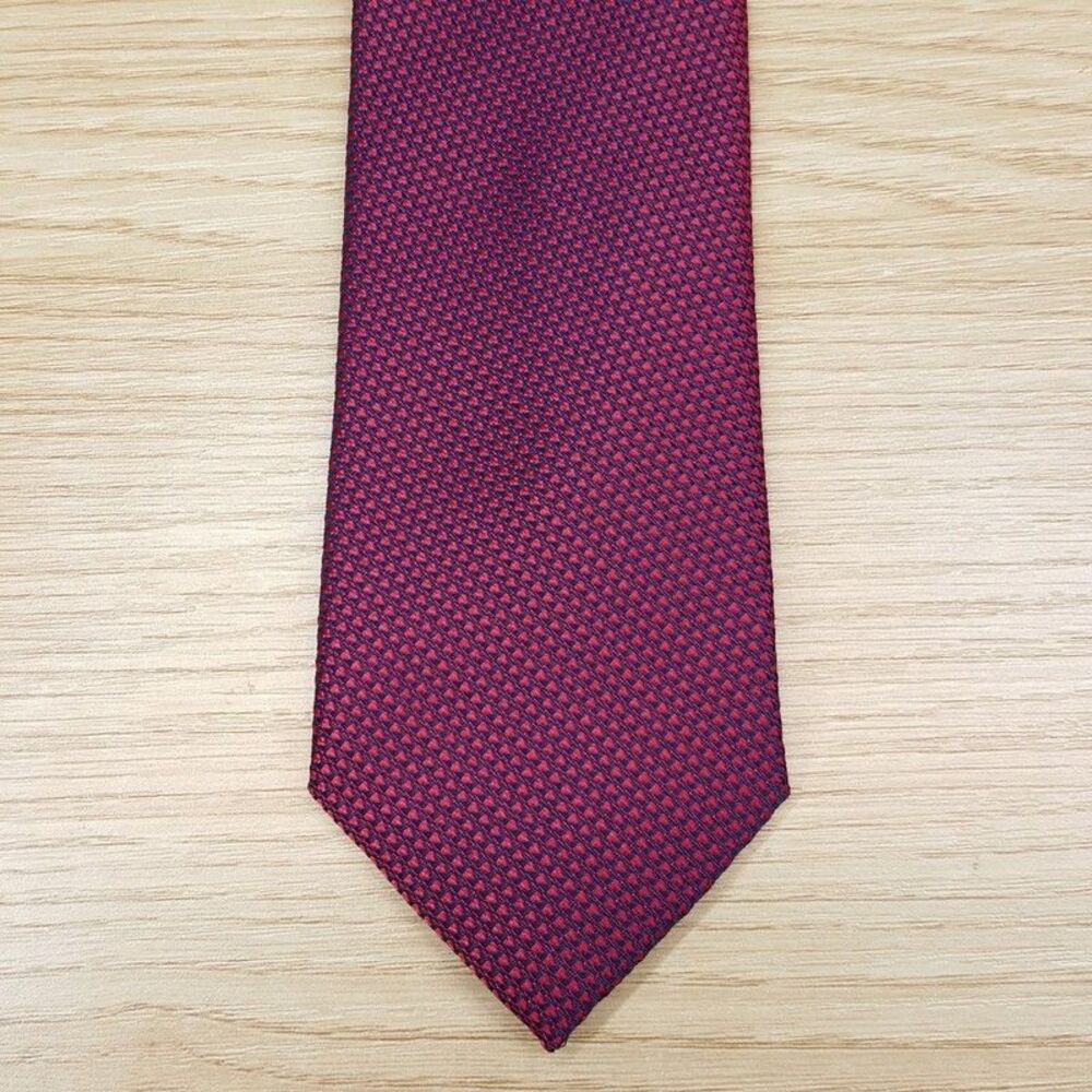 BAR III Mens Neck Tie Magenta Woven Textured Recycled Modern Necktie